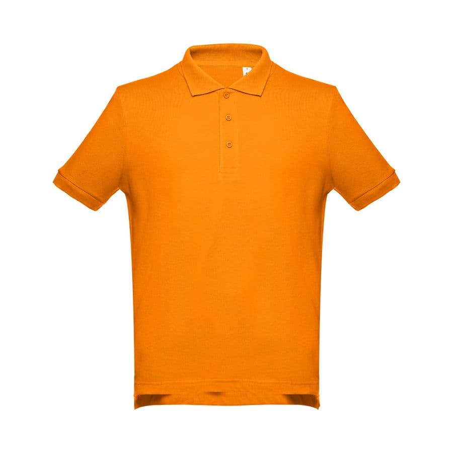 THC ADAM. Kortärmad bomullspikétröja för män Orange