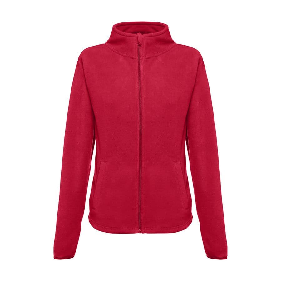 THC HELSINKI WOMEN. Polar fleecejacka i polyester med bälte för kvinnor Röd