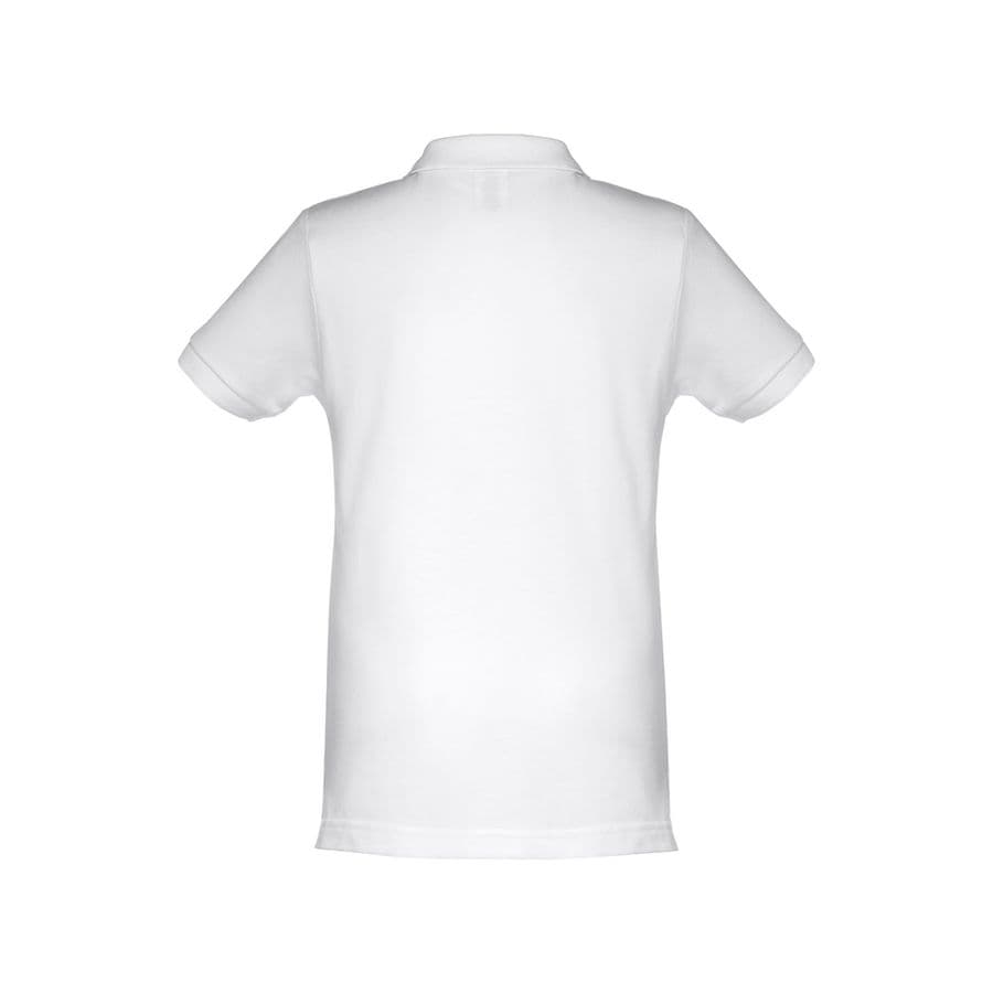 THC ADAM KIDS WH. Kortärmad pikétröja för barn (unisex). vit färg
