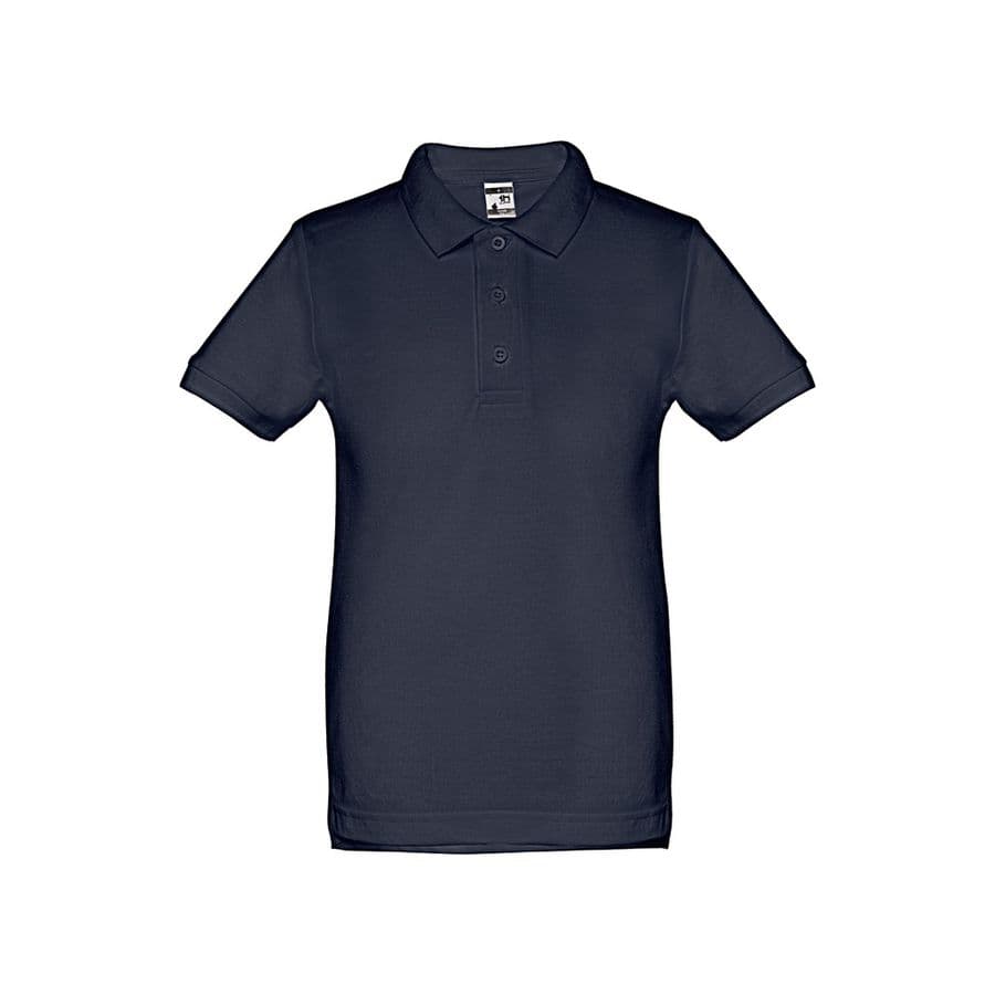 THC ADAM KIDS. Kortärmad bomullspikétröja för barn (unisex) Blå