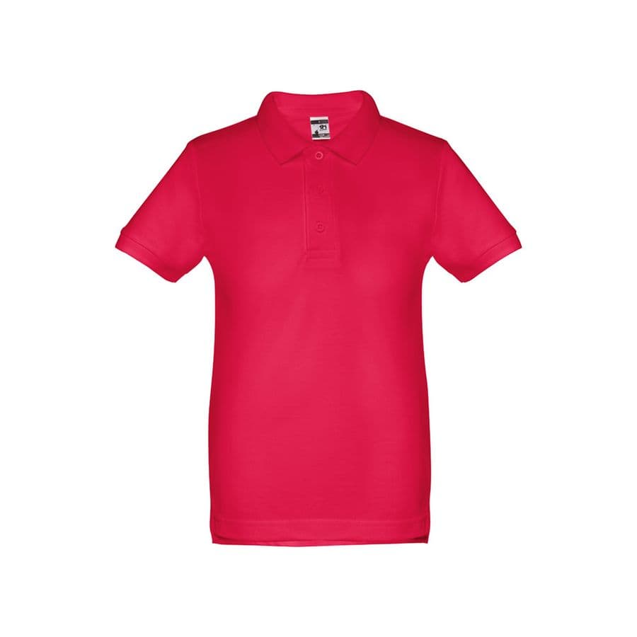 THC ADAM KIDS. Kortärmad bomullspikétröja för barn (unisex) Röd
