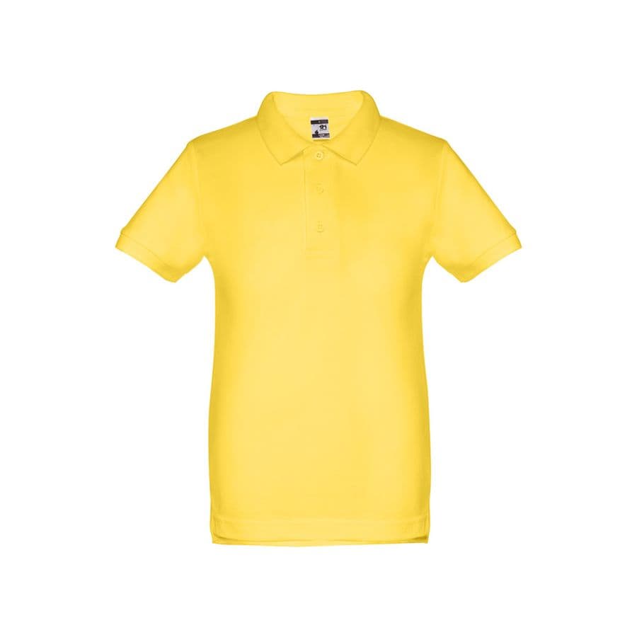 THC ADAM KIDS. Kortärmad bomullspikétröja för barn (unisex) Gul