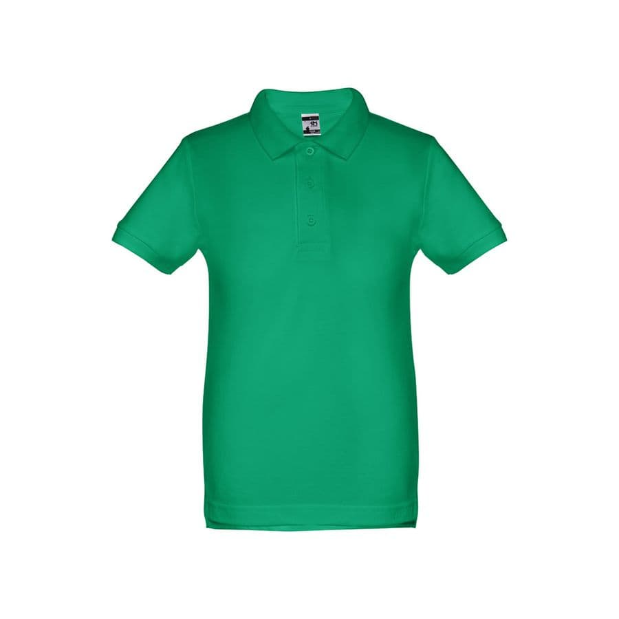 THC ADAM KIDS. Kortärmad bomullspikétröja för barn (unisex) Grön