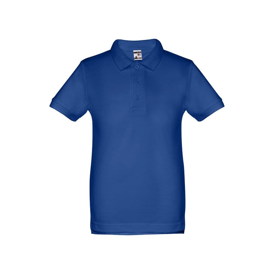 THC ADAM KIDS. Kortärmad bomullspikétröja för barn (unisex) Kungsblå