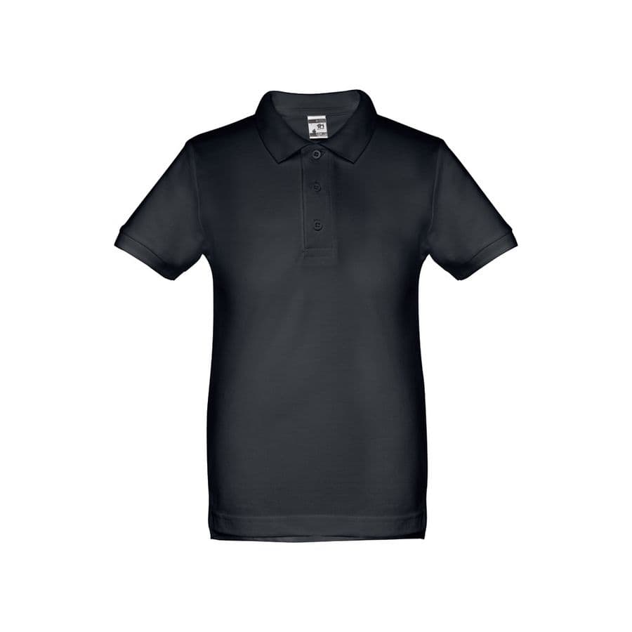 THC ADAM KIDS. Kortärmad bomullspikétröja för barn (unisex) Förmörkelseblå