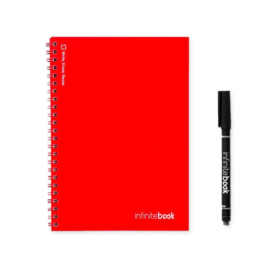 INFINITEBOOK PLAIN A5. Infinitebook med flexibelt omslag och 15 blanka whiteboardsidor Röd