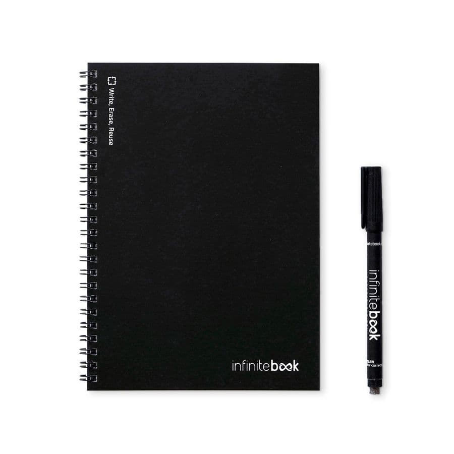 INFINITEBOOK LINED A5. Infinitebook med flexibelt omslag och 15 linjerade sidor Svart