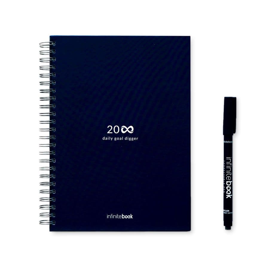 STARTER KIT INFINITE PLANNER A5. Setet innehåller en "infinite", rengöringskit, markör och markörhållare Marinblå