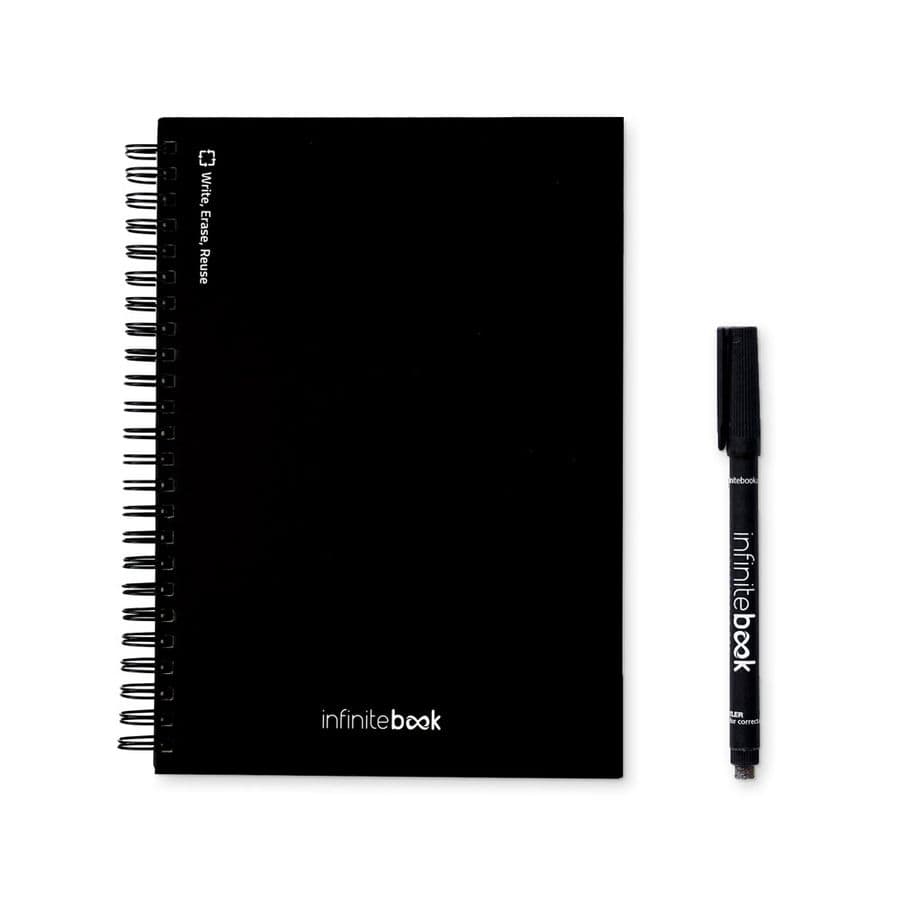 STARTER KIT INFINITEBOOK A5. Setet innehåller en "infinite", rengöringskit, markör och markörhållare Svart