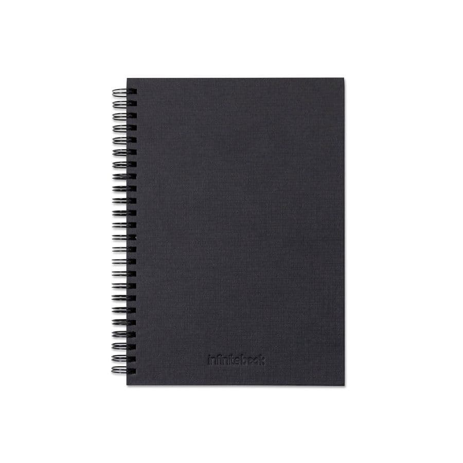 STARTER KIT INFINITEBOOK A5 PLANNER TEXTURE. Kit bestående av "Infinitebook" med hårt omslag, 1 rengöringskit, 1 tuschpenna och 1 kulspetspenna