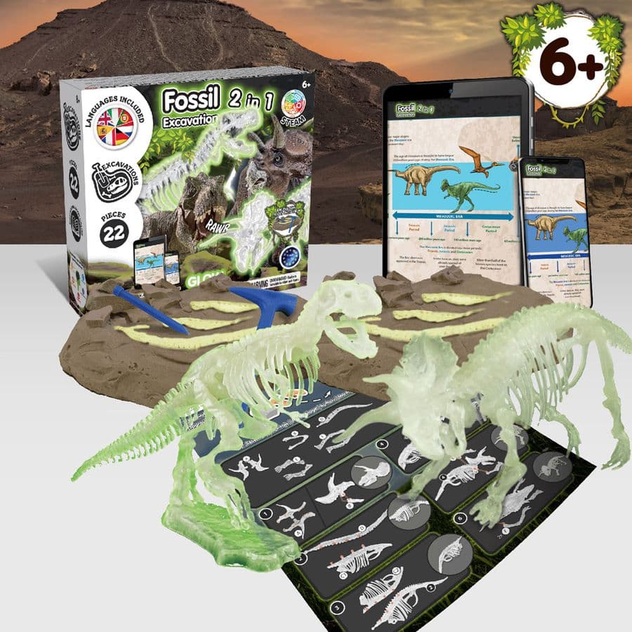 2 in 1 Fossil Excavation Kit I. Pedagogiskt spel för barn