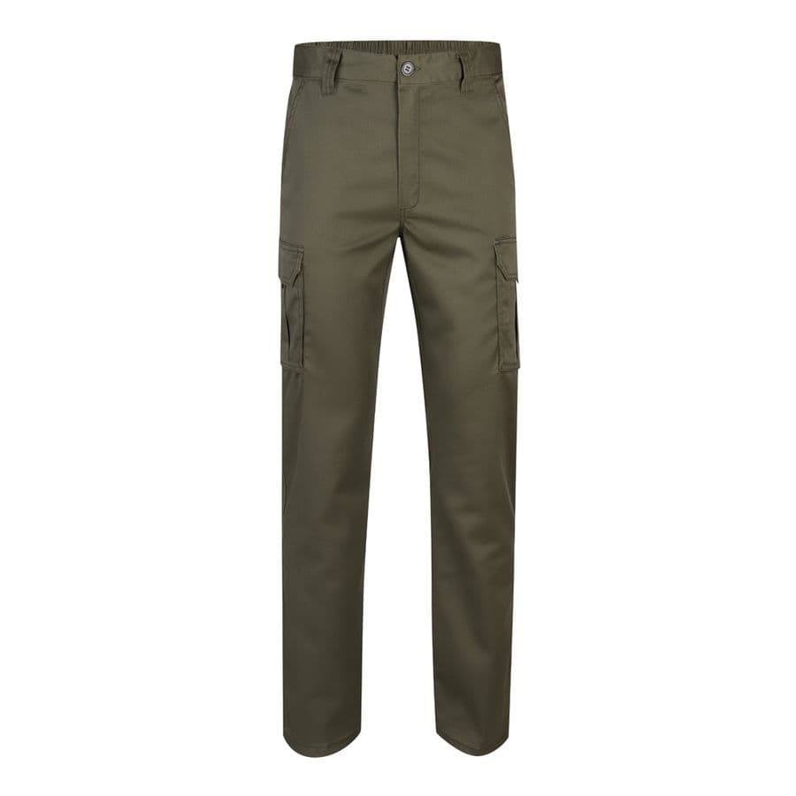 VL LUGH. Stretchbyxor med flera fickor (240g/m²) i bomull (46%), EME (38%) och polyester (16%) Militärgrön