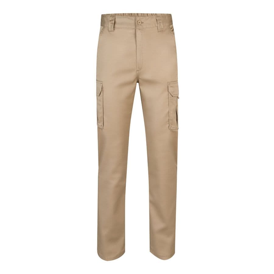 VL LUGH. Stretchbyxor med flera fickor (240g/m²) i bomull (46%), EME (38%) och polyester (16%) Ljus naturfärg