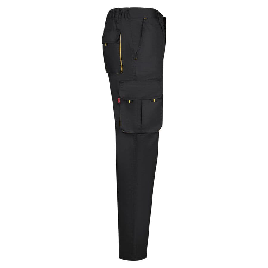VL HYPNOS. Tvåfärgade byxor i twill med flera fickor (200g/m²), i bomull (35%) och polyester (65%)