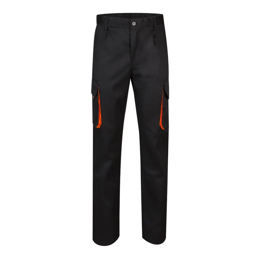 VL HYPNOS. Tvåfärgade byxor i twill med flera fickor (200g/m²), i bomull (35%) och polyester (65%) Svart