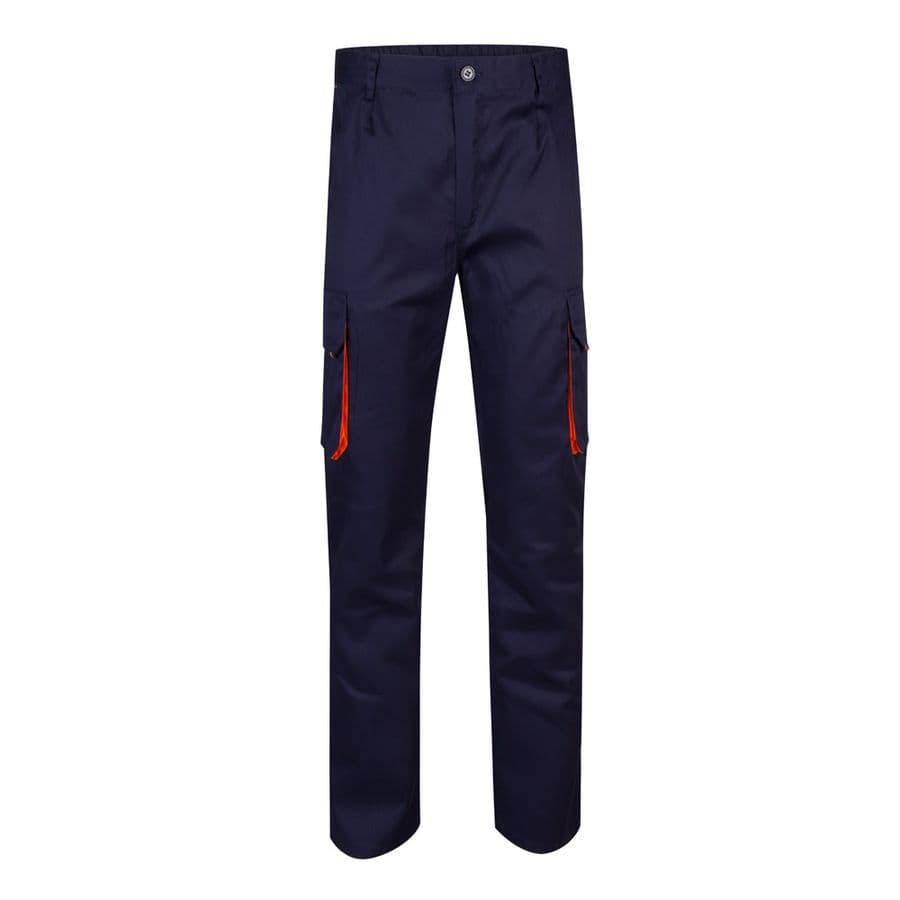 VL HYPNOS. Tvåfärgade byxor i twill med flera fickor (200g/m²), i bomull (35%) och polyester (65%) Blå