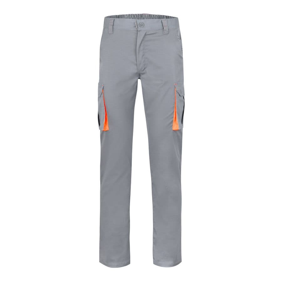 VL HYPNOS. Tvåfärgade byxor i twill med flera fickor (200g/m²), i bomull (35%) och polyester (65%) Grå