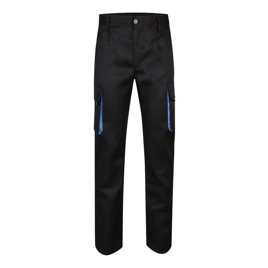 VL HYPNOS. Tvåfärgade byxor i twill med flera fickor (200g/m²), i bomull (35%) och polyester (65%) Svart