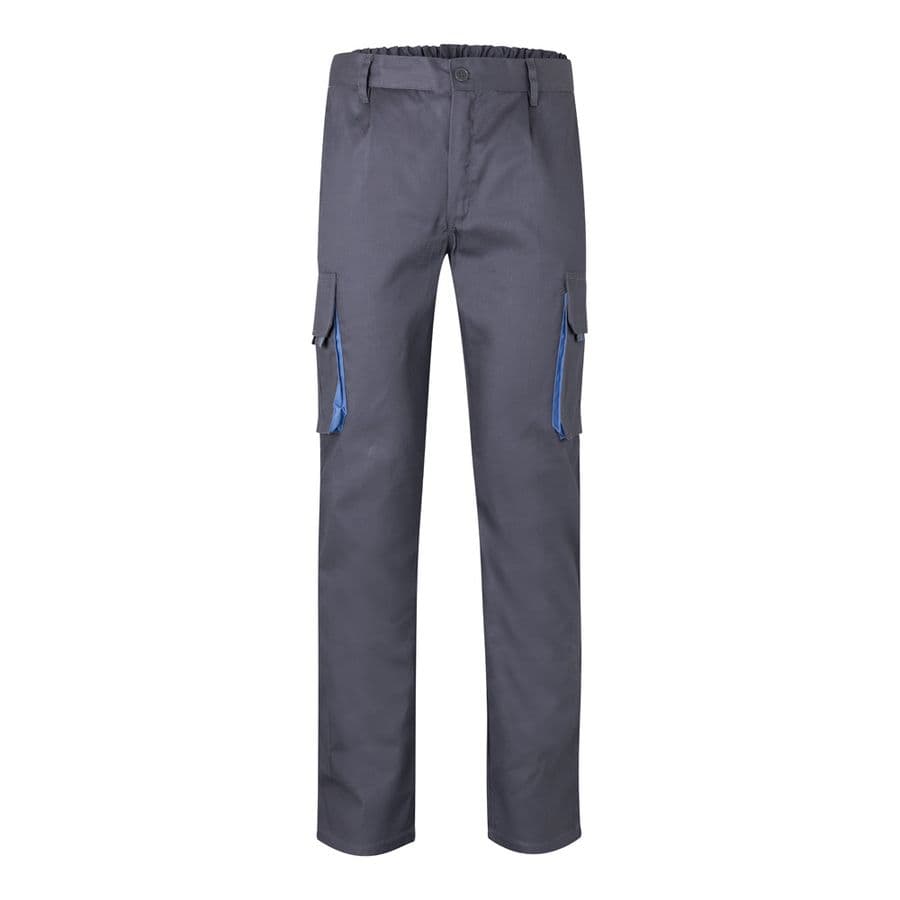 VL HYPNOS. Tvåfärgade byxor i twill med flera fickor (200g/m²), i bomull (35%) och polyester (65%) Grå