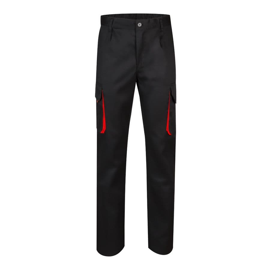 VL HYPNOS. Tvåfärgade byxor i twill med flera fickor (200g/m²), i bomull (35%) och polyester (65%) Svart