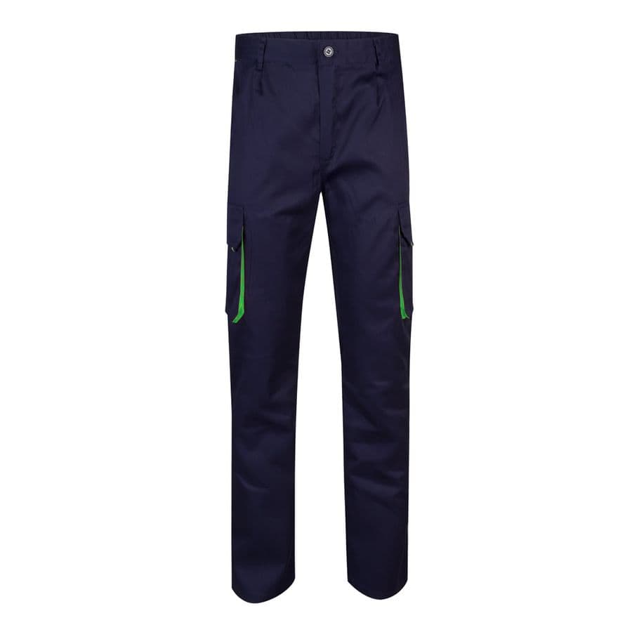 VL HYPNOS. Tvåfärgade byxor i twill med flera fickor (200g/m²), i bomull (35%) och polyester (65%) Blå
