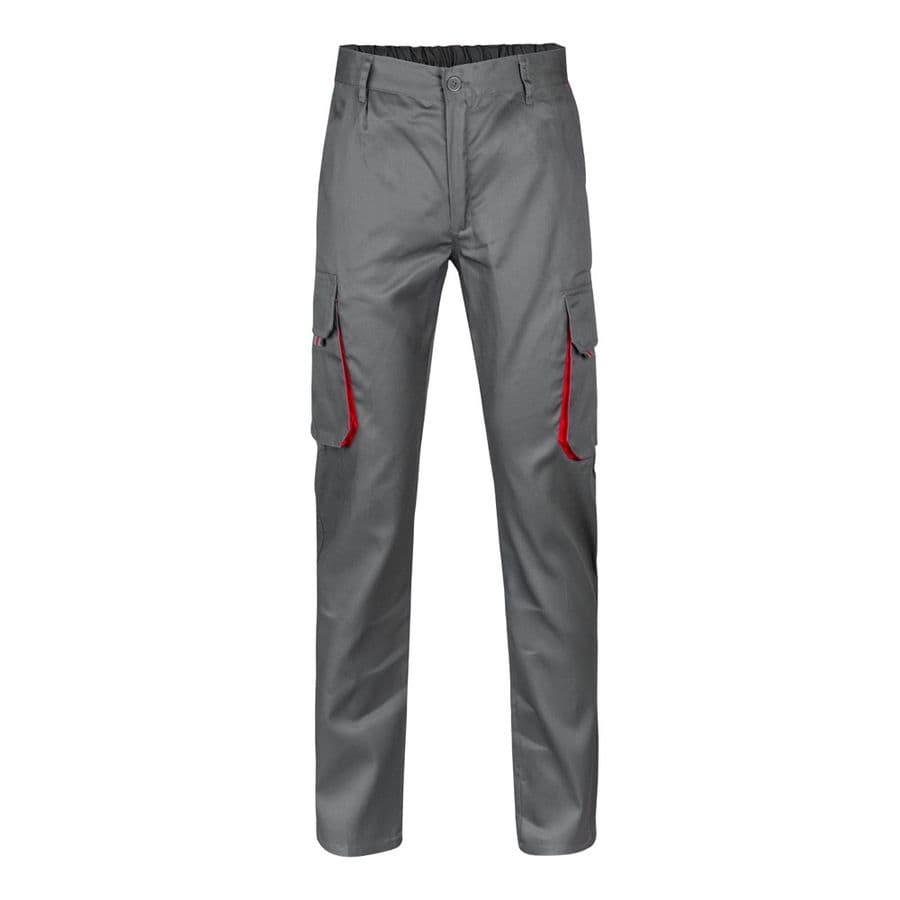 VL HYPNOS. Tvåfärgade byxor i twill med flera fickor (200g/m²), i bomull (35%) och polyester (65%) Grå
