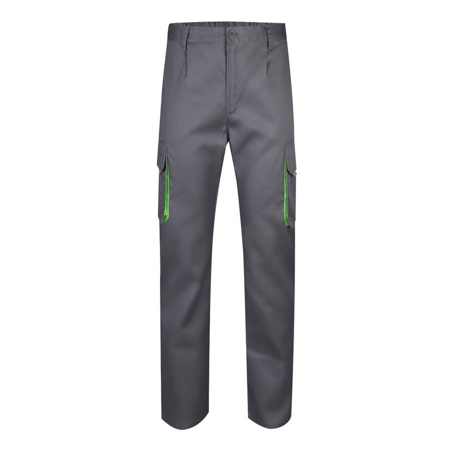 VL HYPNOS. Tvåfärgade byxor i twill med flera fickor (200g/m²), i bomull (35%) och polyester (65%) Grå