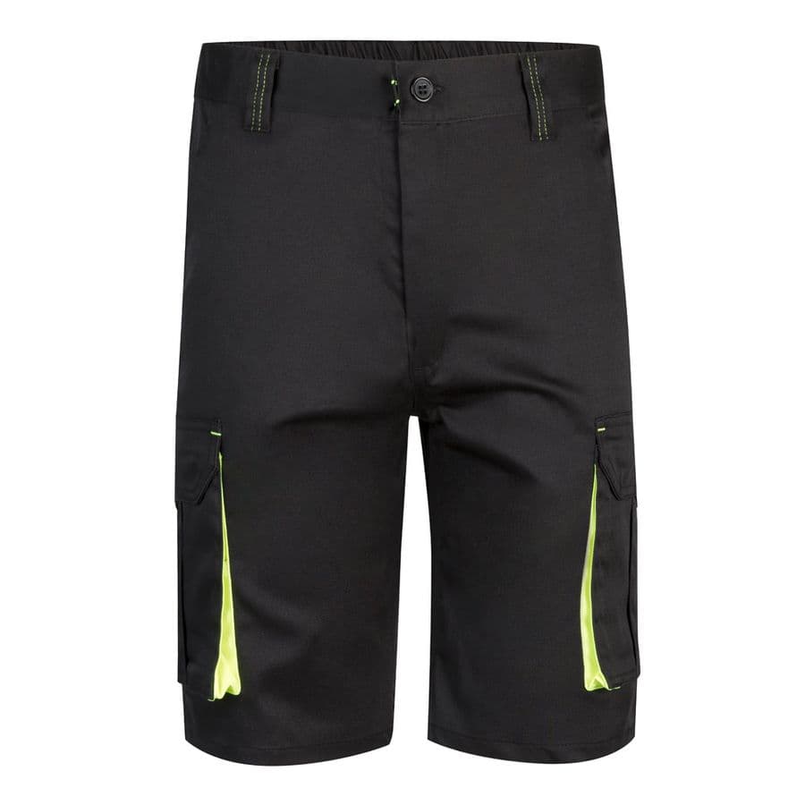 VL HEMERA. Tvåfärgade bermudashorts med flera fickor i stretch (240g/m²), i bomull (46%), EME (38%) och polyester (16%)