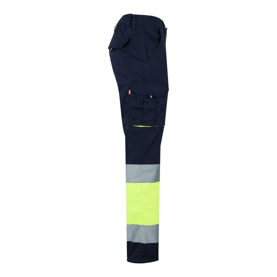 VL ZEUS LARGE. Tvåfärgade stretchbyxor med flera fickor (240g/m²), i bomull (46%), EME (38%) och polyester (16%)