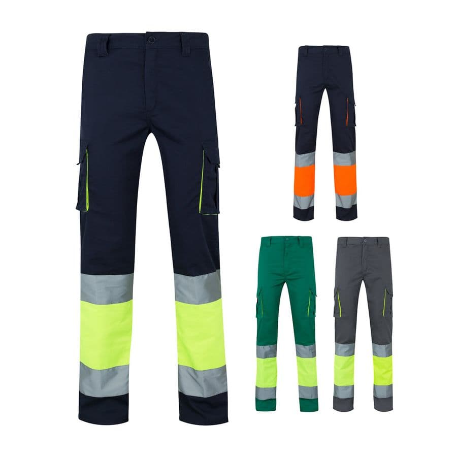 VL ZEUS LARGE. Tvåfärgade stretchbyxor med flera fickor (240g/m²), i bomull (46%), EME (38%) och polyester (16%)