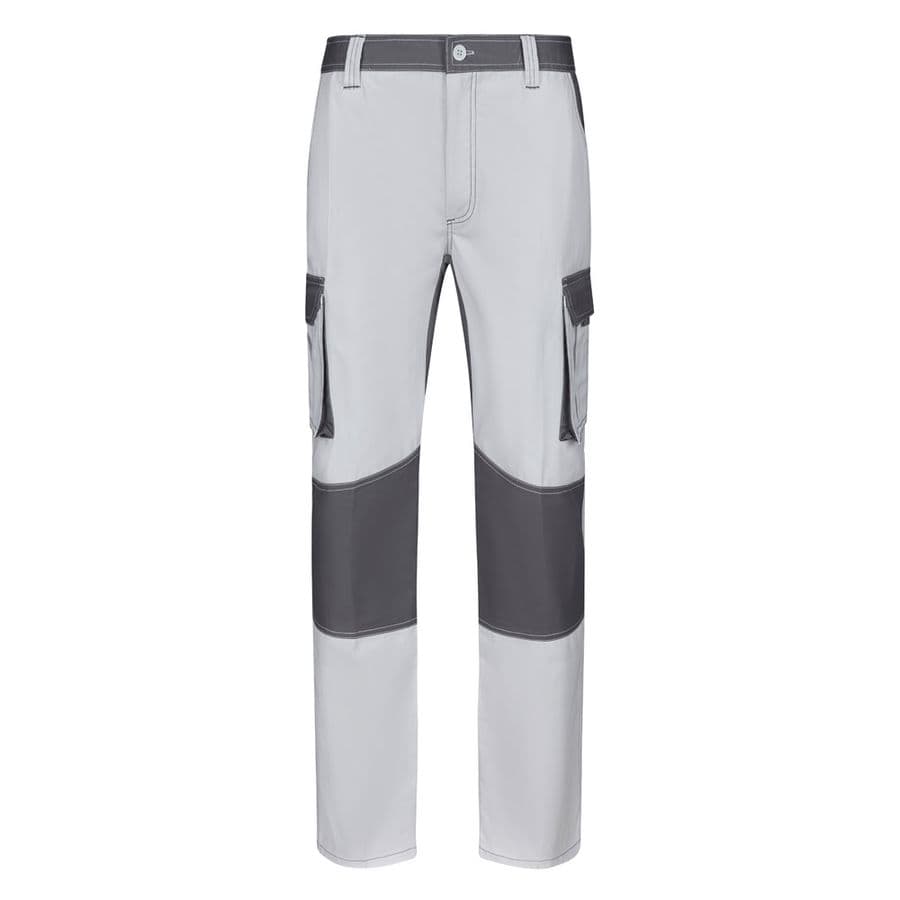 VL NJORD. Tvåfärgade byxor i twill med flera fickor (240 g/m²), i bomull (35 %) och polyester (65 %) Vit