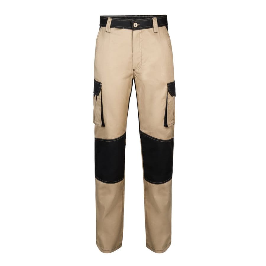VL NJORD. Tvåfärgade byxor i twill med flera fickor (240 g/m²), i bomull (35 %) och polyester (65 %) Beige