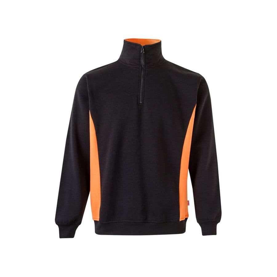 VL SVAROG. Tvåfärgad frottétröja (260g/m²), i polyester (65%) och bomull (35%) Svart