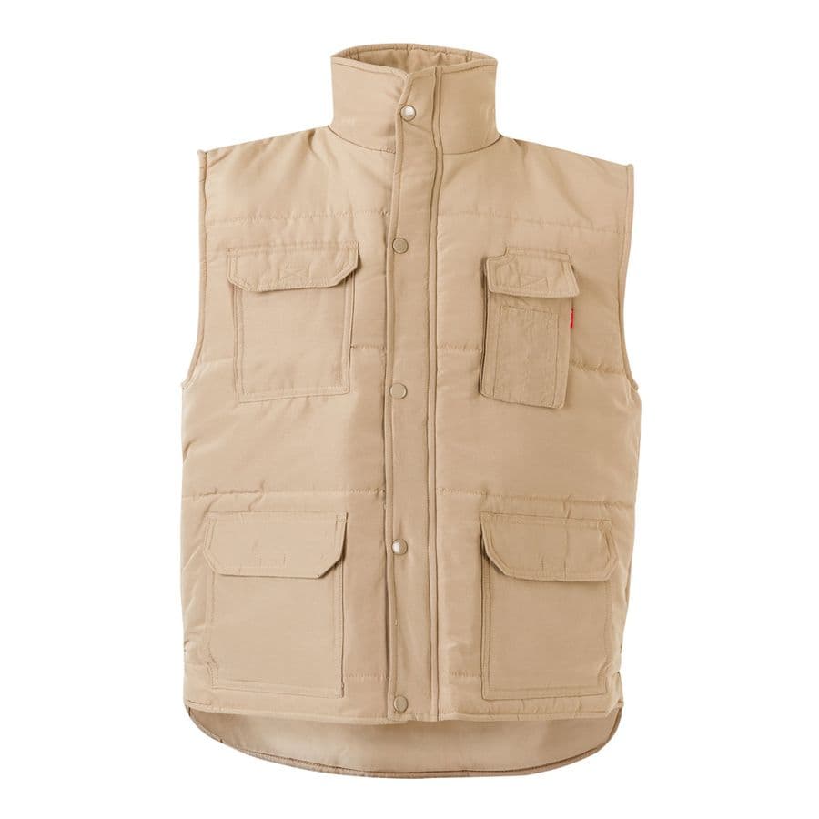 VL MEFITIS. Vadderad väst med flera fickor (220g/m²), i polyester (100%) Ljus naturfärg