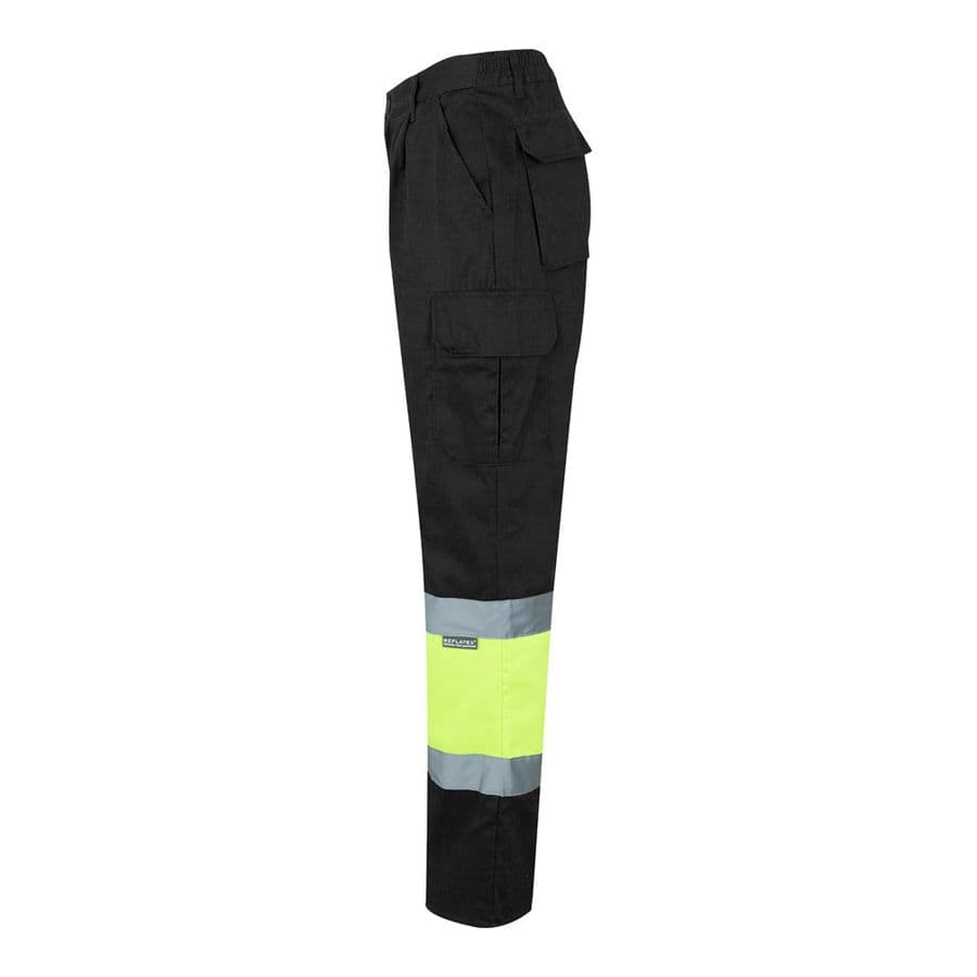 VL ATHENA. Tvåfärgade byxor i kypert (210g/m²), fodrade, flerfickor, i bomull (20%) och polyester (80%)