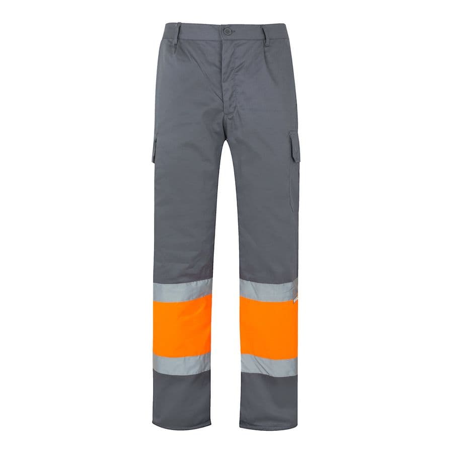 VL ATHENA. Tvåfärgade byxor i kypert (210g/m²), fodrade, flerfickor, i bomull (20%) och polyester (80%) Grå