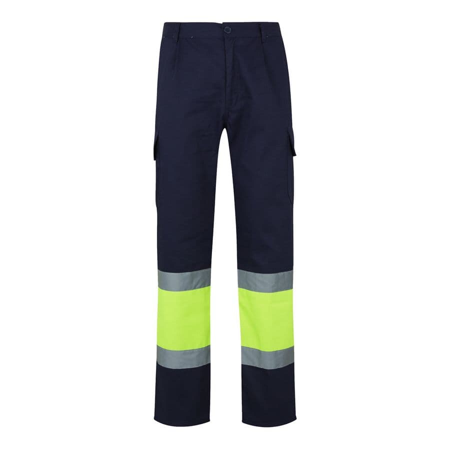 VL POSEIDON. Tvåfärgade byxor i twill med flera fickor (210g/m²), i bomull (20%) och polyester (80%) Blå