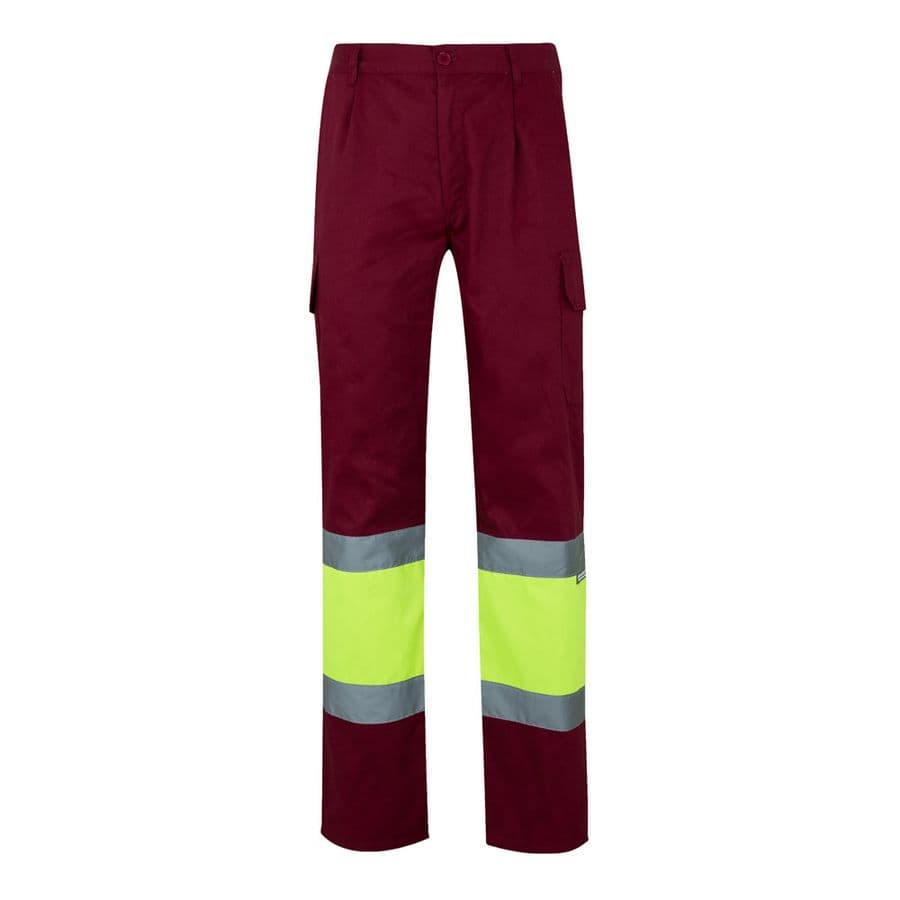 VL POSEIDON. Tvåfärgade byxor i twill med flera fickor (210g/m²), i bomull (20%) och polyester (80%) Vinröd
