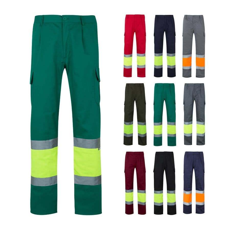 VL POSEIDON. Tvåfärgade byxor i twill med flera fickor (210g/m²), i bomull (20%) och polyester (80%)