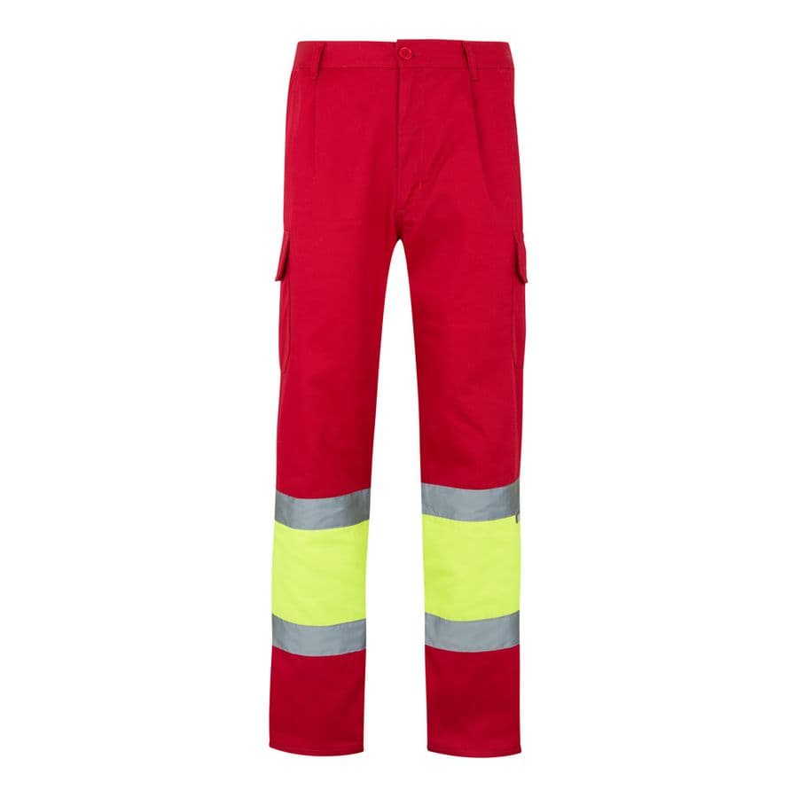 VL POSEIDON LARGE. Tvåfärgade byxor i twill med flera fickor (210g/m²), i bomull (20%) och polyester (80%) Röd