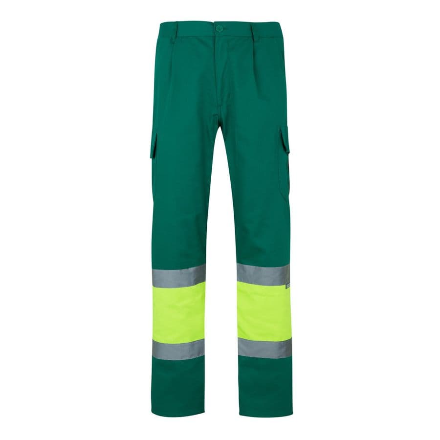 VL POSEIDON LARGE. Tvåfärgade byxor i twill med flera fickor (210g/m²), i bomull (20%) och polyester (80%) Grön