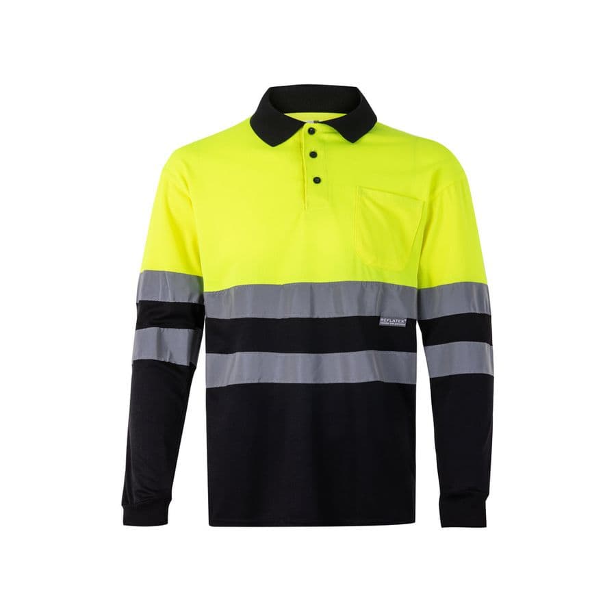 VL VULCAN. Tvåfärgad pikétröja med fågelögon (160g/m²) med långa ärmar, i polyester (100%)