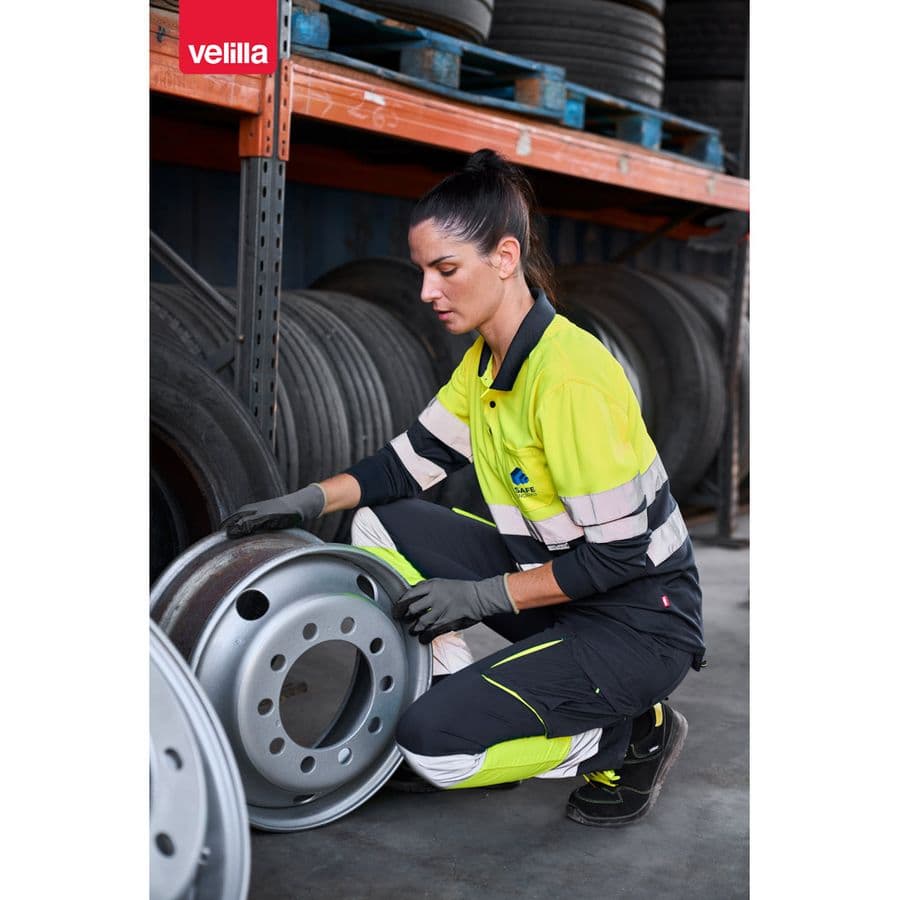 VL VULCAN. Tvåfärgad pikétröja med fågelögon (160g/m²) med långa ärmar, i polyester (100%)