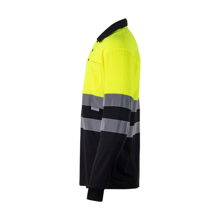 VL VULCAN LARGE. Tvåfärgad pikétröja med fågelögon (160g/m²) med långa ärmar, i polyester (100%)