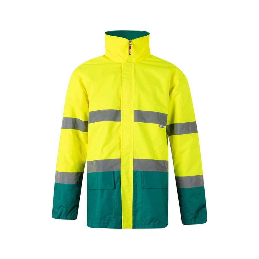 VL THEMIS. Tvåfärgad parkas (190g/m²), i polyester (100%), med PU-beläggning Grön