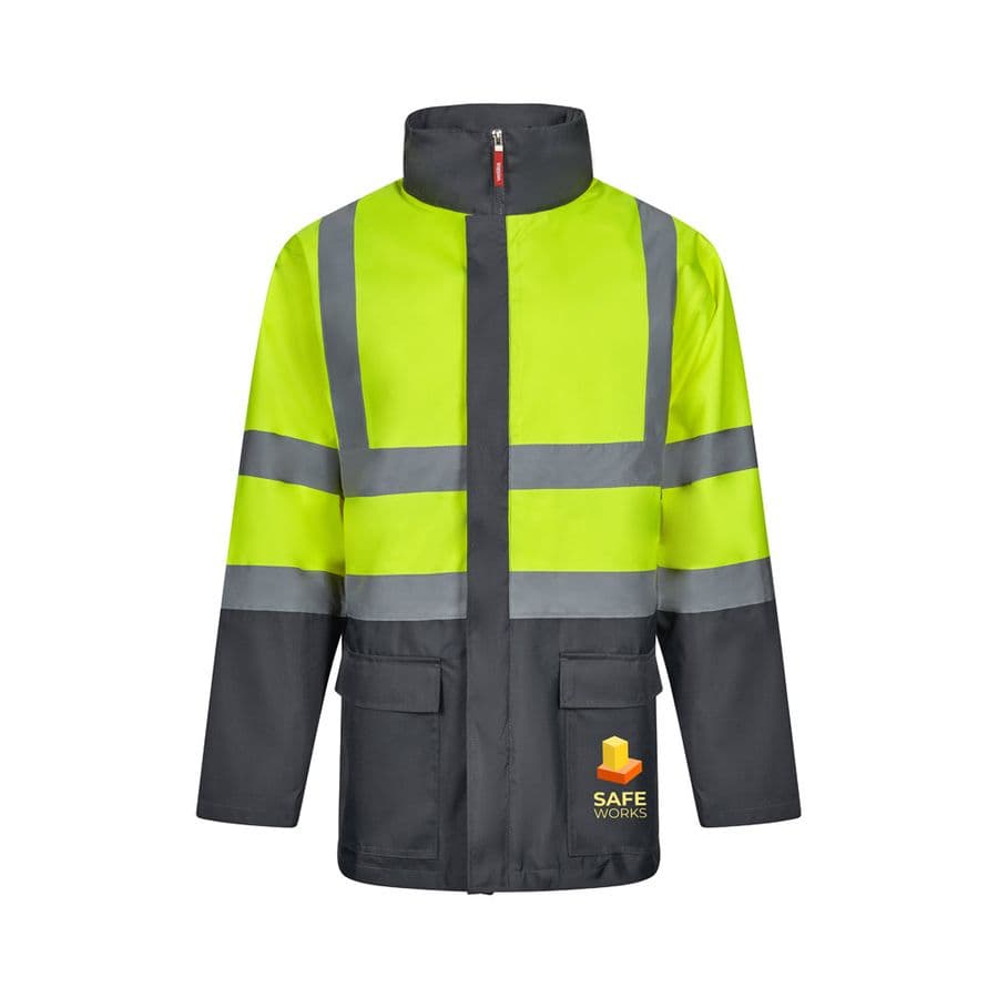 VL JUNO. Tvåfärgad 4-i-1 parkas (180g/m²), i polyester (100%) med PU-beläggning