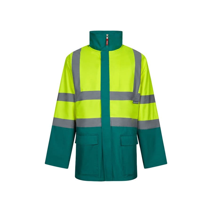 VL JUNO. Tvåfärgad 4-i-1 parkas (180g/m²), i polyester (100%) med PU-beläggning Grön