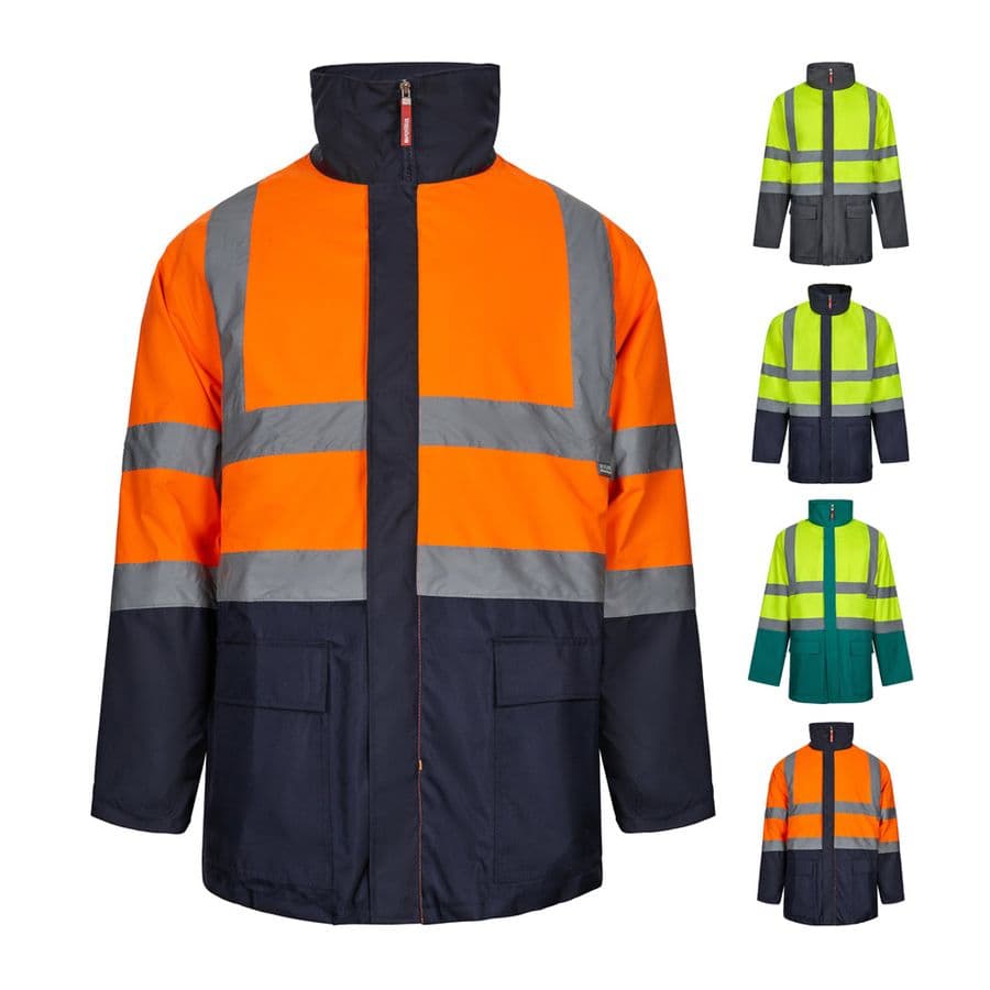 VL JUNO. Tvåfärgad 4-i-1 parkas (180g/m²), i polyester (100%) med PU-beläggning