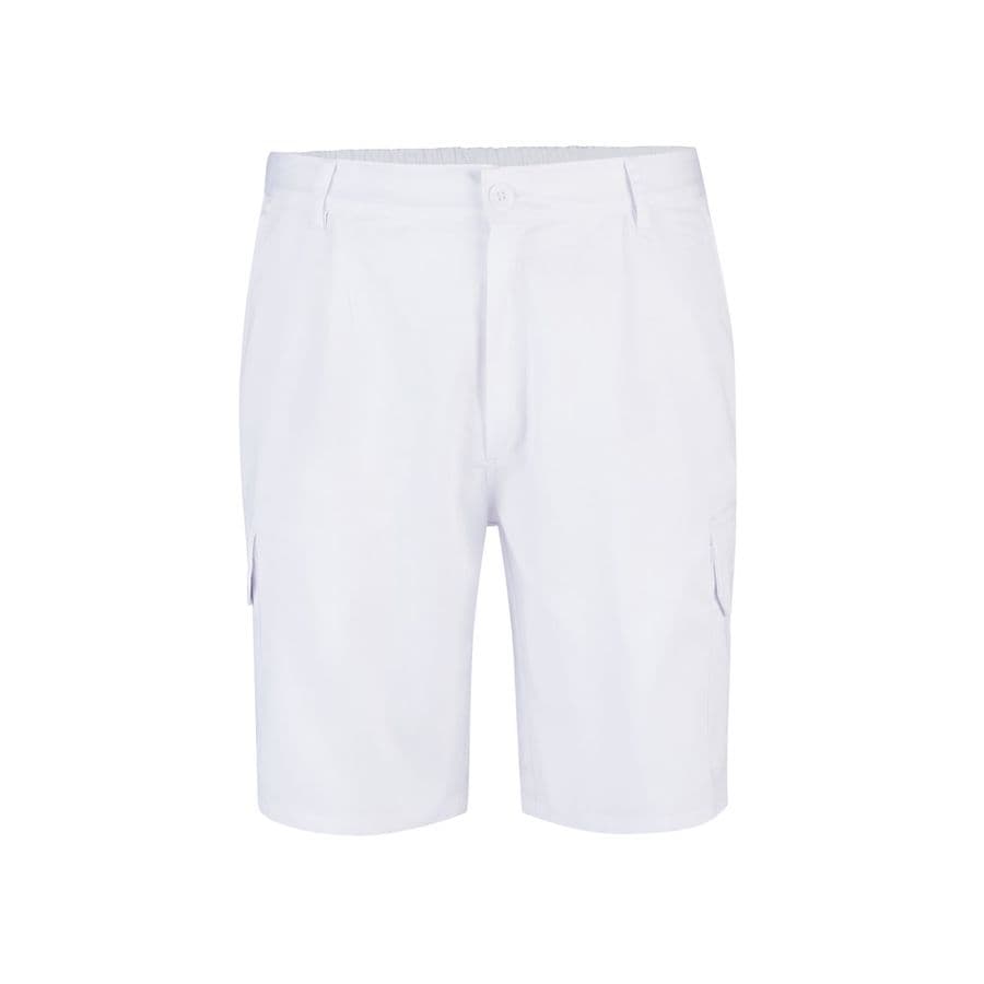 VL CHIONE. Bermudashorts i twill med flera fickor (200g/m²), i bomull (35%) och polyester (65%) Vit