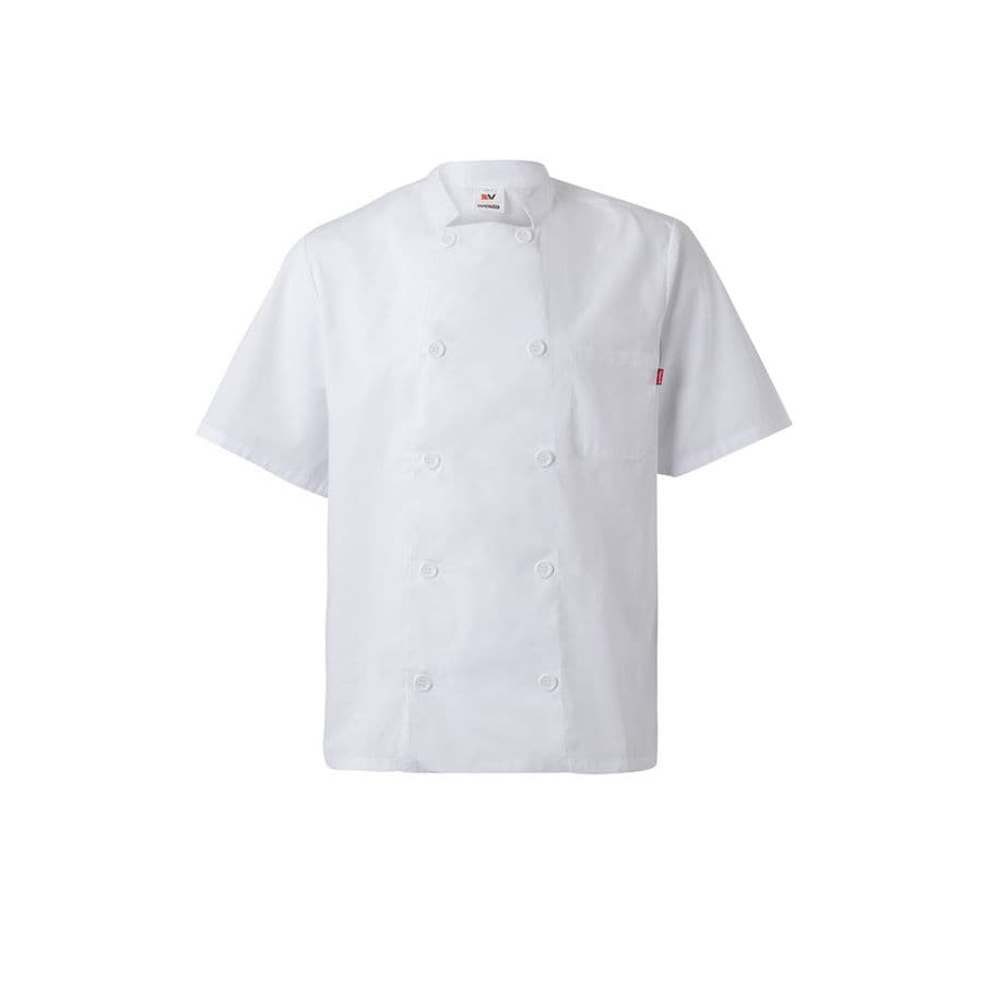 VL DURGA. Kortärmad poplin (110g/m²) köksjacka i bomull (35%) och polyester (65%) Vit
